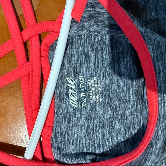 Aerie Gray Tank Top with Red Straps - Picture 4 of 5